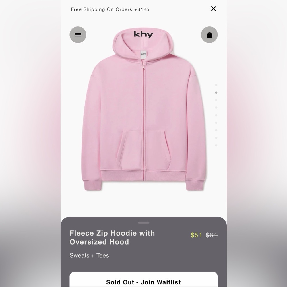 Khy Fleece Zip Hoodie with Oversized Hood
NEW. Size M